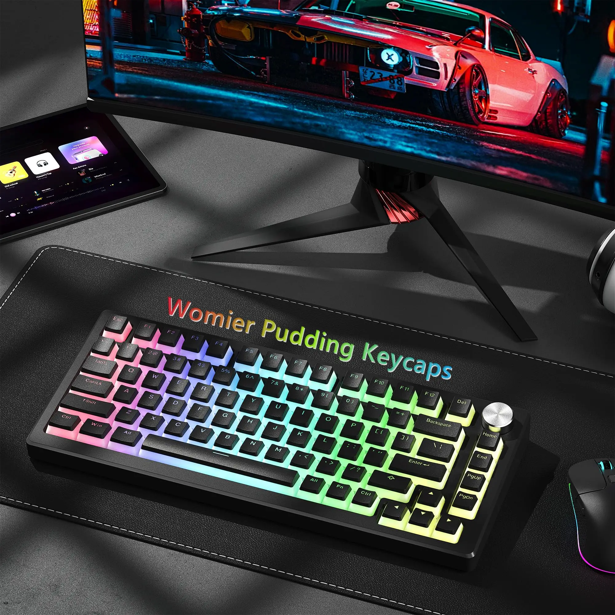 Womier Double Shot PBT Keycaps 130 Keys OEM Profile Pudding Shine Through Keycaps for MX Switches Mechanical Gaming Keyboard