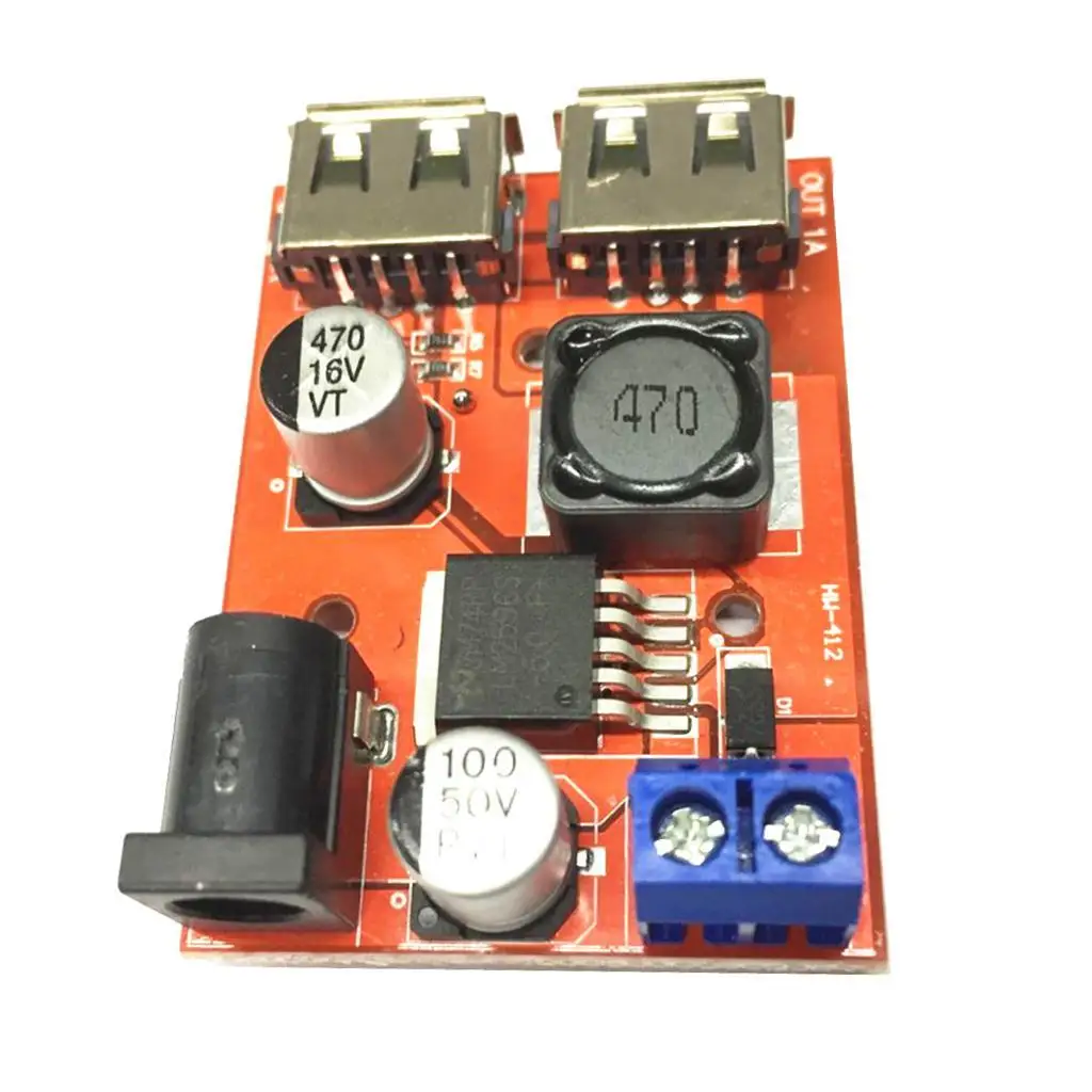 USB Supply Module Solar DC to DC Buck Converter Dual USB Charging Adapter High Efficiency Power Module for Portable Devices
