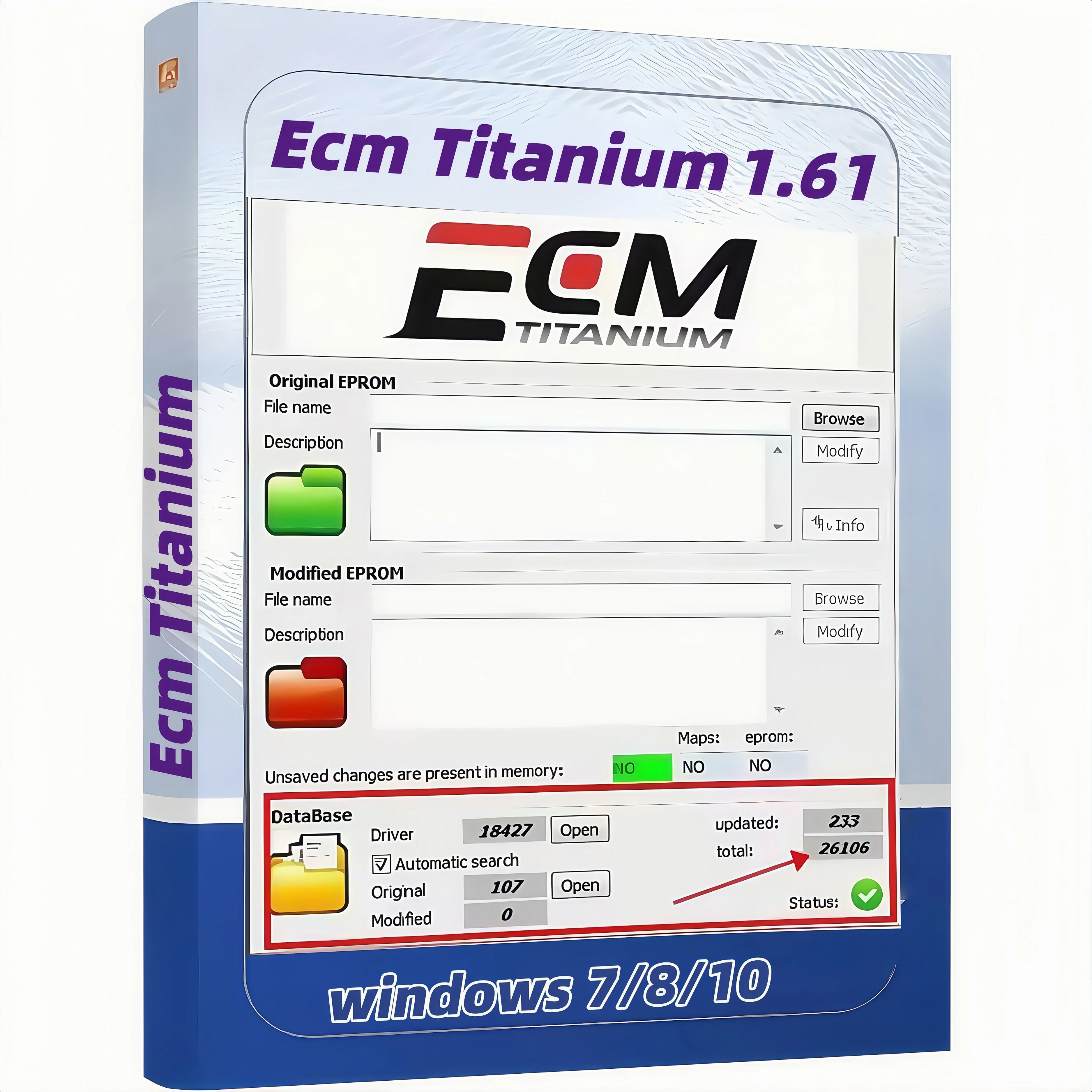 

ECM Titanium Pro: 26 000+ Инструмент автомобильного ЭБУ | Совместимость с Win10 | Мгновенная загрузка + USB-опция!