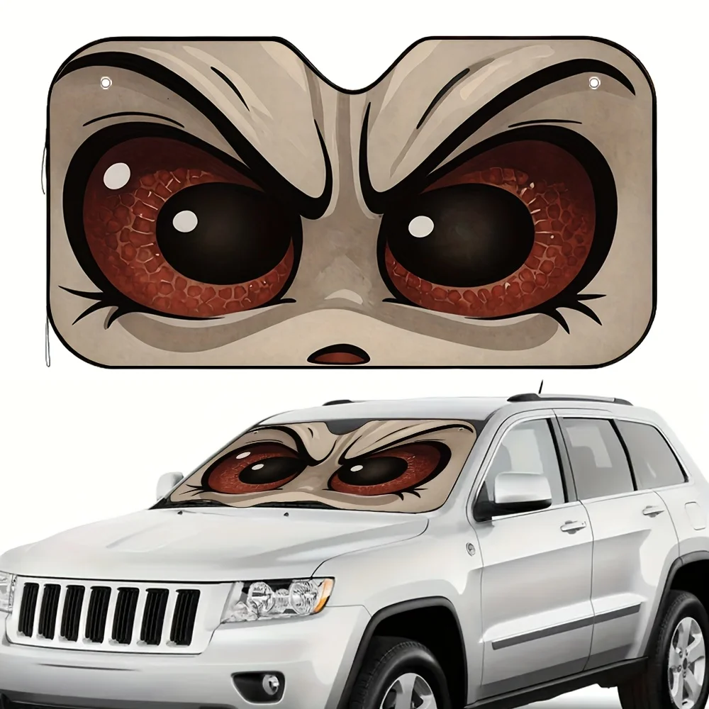 

1pc Angry Eyes Design Car Sun Visor, Ideal For Family Use, Blocks Strong Sunlight, Ensuring A Cool And Comfortable Ride.