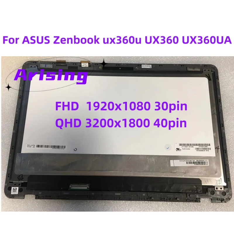 

13.3 lcd panel laptop screen For ASUS Zenbook ux360u UX360 UX360UA lcd Touch Digitizer Assembly FHD QHD 30Pin 40Pin