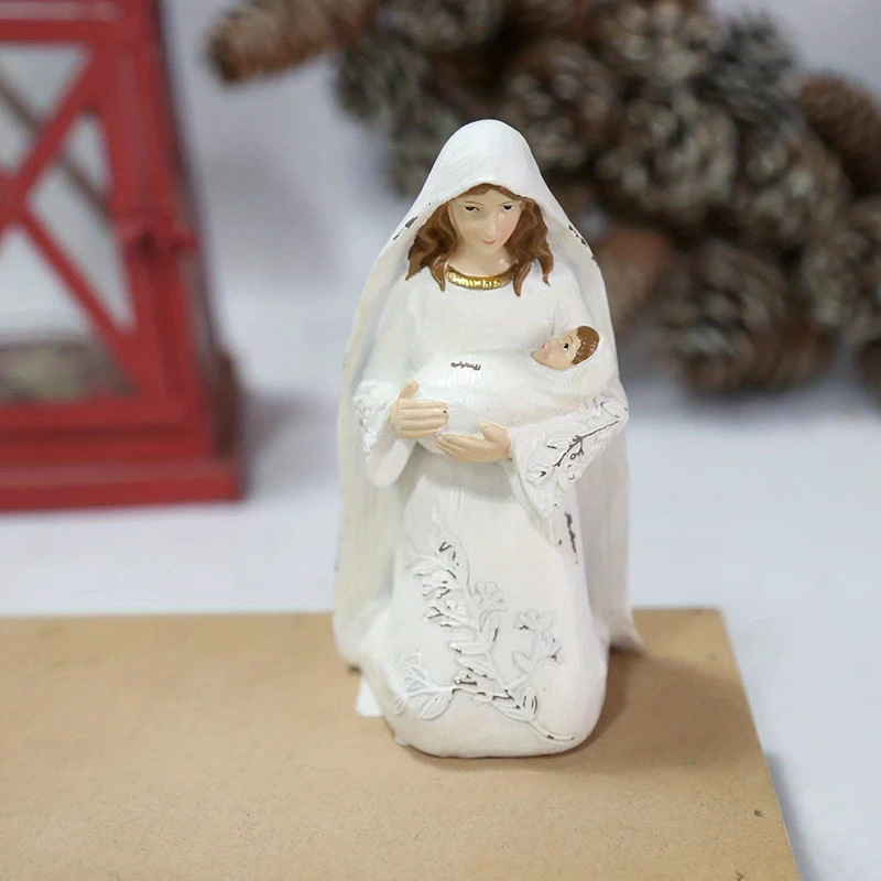 Christmas Holy Family Figurines Piece Nativity Scene Figurine Resin Christmas Religious Art Decor Statue Thanksgiving Decoration