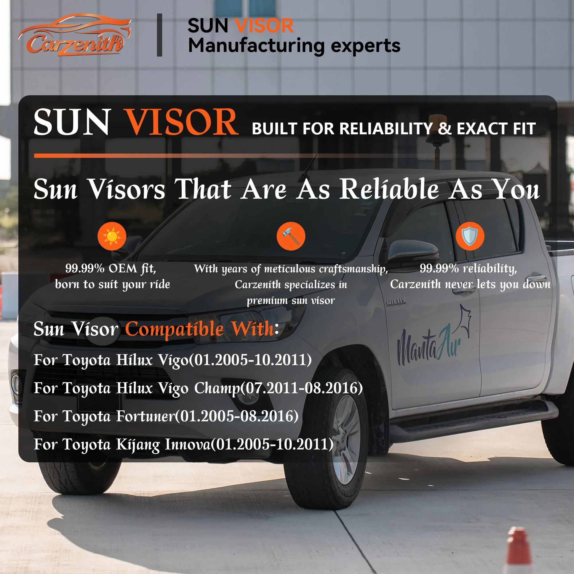 Sun Visor For Toyota Hilux Vigo Champ Fortuner SW4 Kijang Innova 2005 2006 2007 2008 2009 2010 2011 2012 2013 2014 2015 2016