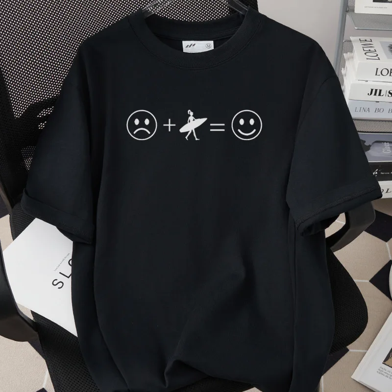 Mens Short Sleeve T Shirt Problem Solved Surfing Woman Graphic Tee Funny Office Humor Casual Crew Neck Tops Outdoor Daily Wear