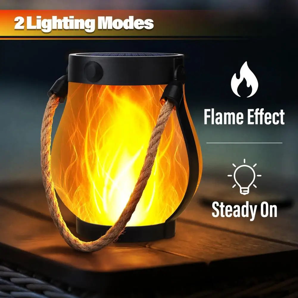 Solar Lantern Lights Waterproof Flickering Flame Garden Light Decorative Solar Hanging Lantern with 2 Modes for Yard Patio Decor