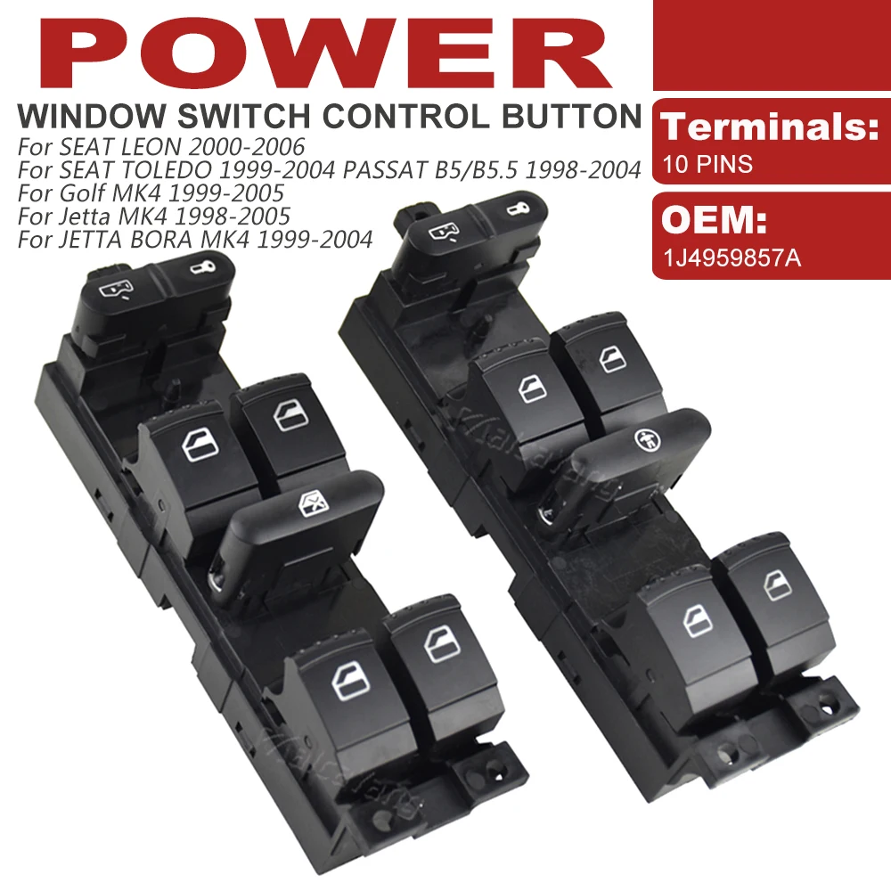 Window Master Switch Button Console For Volkswagen Golf Jetta Bora Passat B5 Seat Leon Toledo MK4 Skoda Octavia MK1 Fabia Toledo