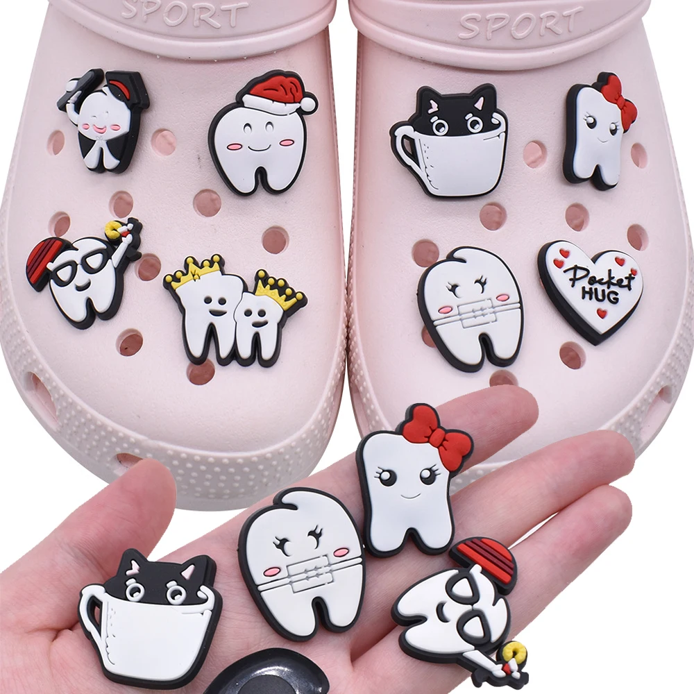 1pcs PVC Shoe Charms for Crocs Accessories Dentist Medical Teeth Badge Women Clogs Buckle Kids Pins Men Decoration Jeans Gifts