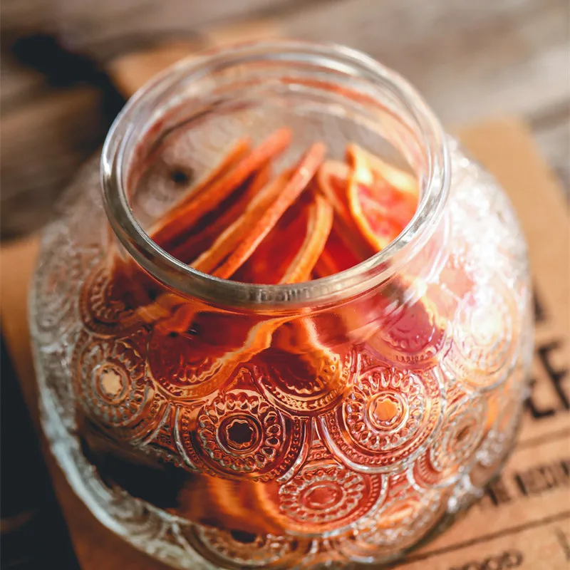 Glass Coffee Bean Storage Jar, Transparent Sugar Pot, Kitchen Keeping Wood Lid