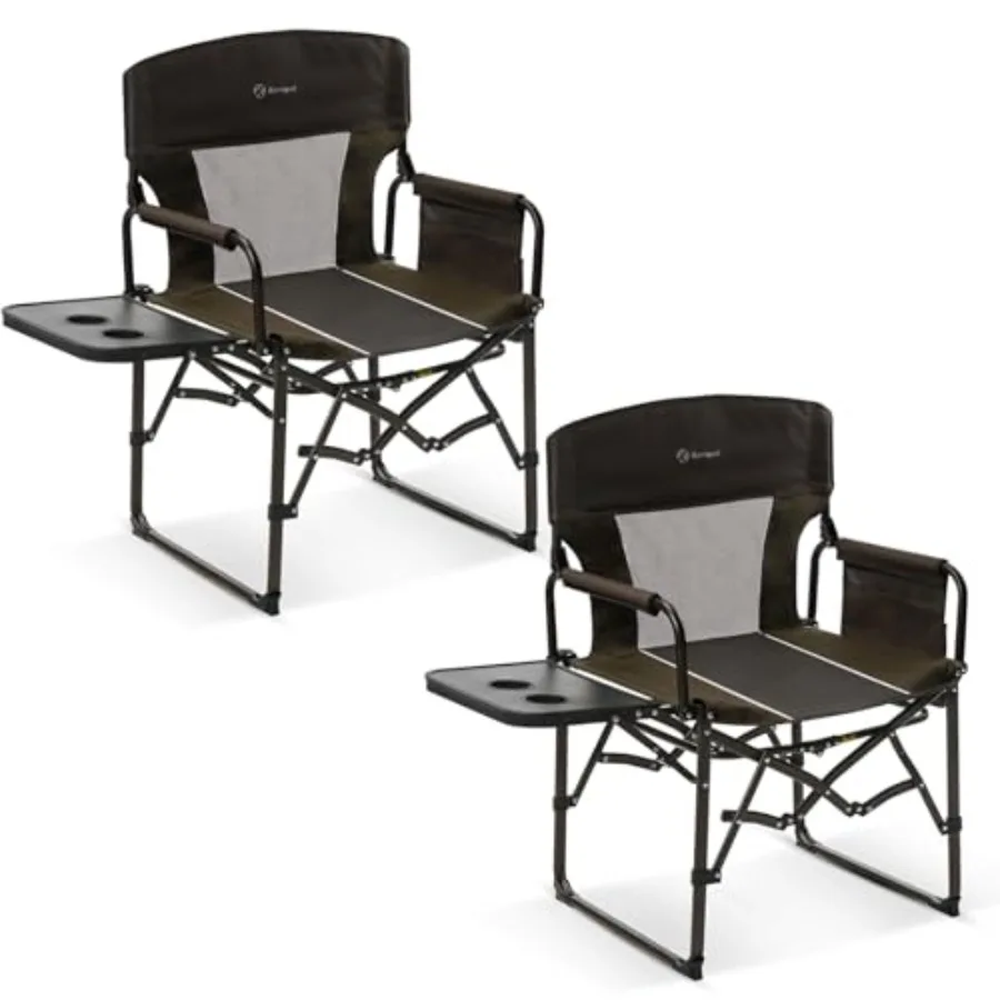 

Folding Camping Chair for Adults Outdoor, 400lb Heavy Duty Directors Chair Foldable w/Side Table for Sideline Sports, Fishing,