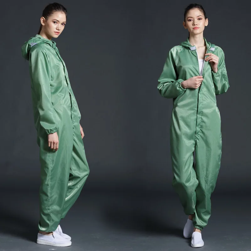 Imagem -01 - Unisex One-piece Macacão Estático Vestuário à Prova de Poeira Roupas Limpas Capuz Sala Limpa Vestuário Proteção do Trabalho Uniforme unisex one piece macacao estatico vestuario a prova de poeira roupas limpas capuz sala limpa vestuario protecao do trabalho uniforme 01