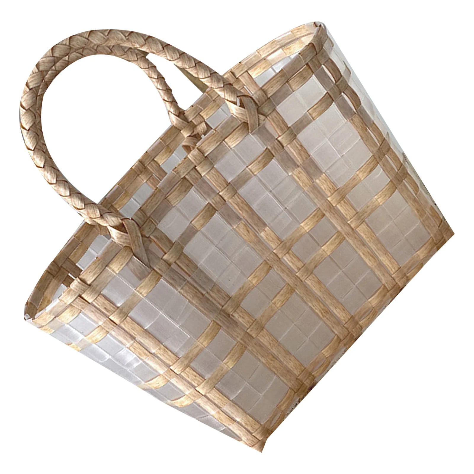 

Waterproof Hand Thick Plastic Woven Storage Container Portable Shopping Organizer For Home Supermarket Beach Use Woven Plastic