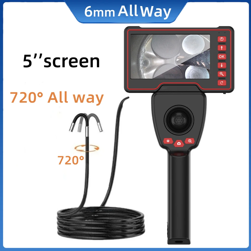 

Industrial Borescope Endoscope 360 Degrees All Way Steering for Car Pipe Inspection Sewer Camera With 5 Inch HD Screen 1080P