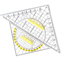 Righello triangolare multifunzionale trasparente da 1 pezzo per primario con righello a Coordinate angolari regola triangolare trasparente