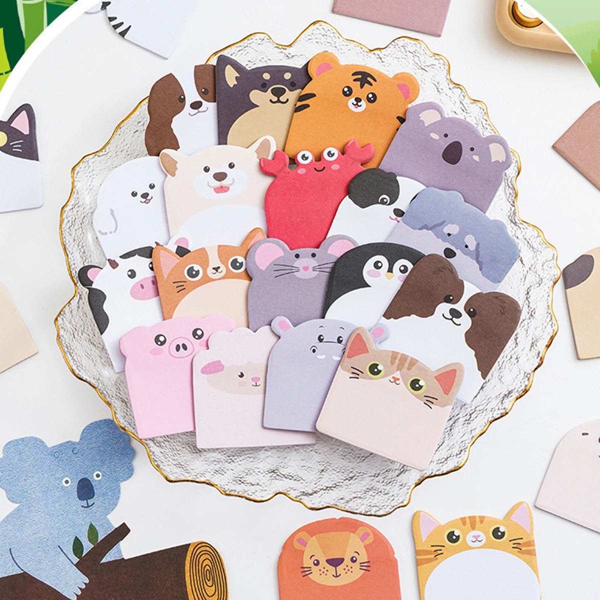 

240pcs Lovely Animal Shaped Blank Sticky Cartoon Cute Cat Notes Note Cards Note Paper Memo Pad School Office Stationery Supplies