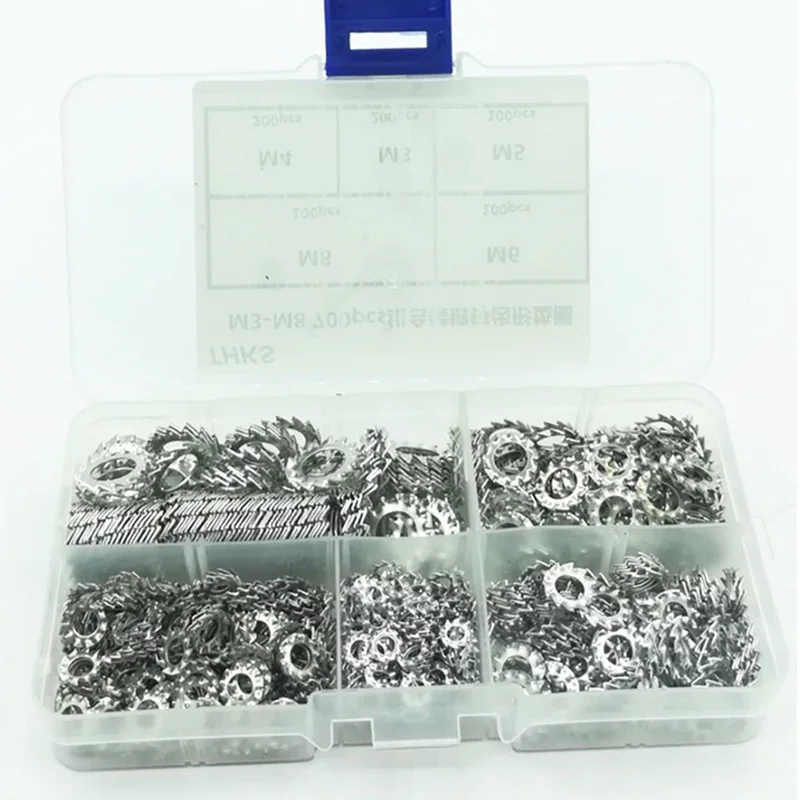 700Pcs M3‑M8 Galvanized External Serrated Lock Washers Assortment Kit, Multi‑Tooth Anti‑Loosening Gaskets