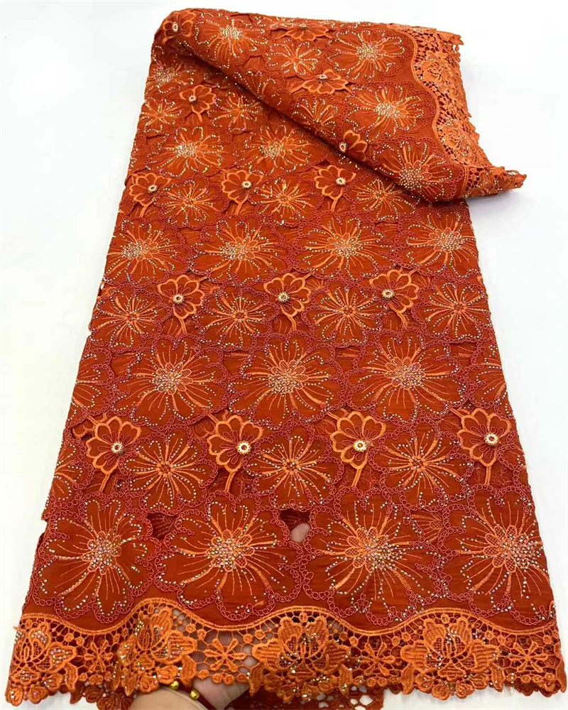 Afrikaanse Melk Zijde Koord Kant Stof 2025 Hoge Kwaliteit Kant 5 Yards Nigeriaanse Franse Mesh Kant Met Kralen Voor trouwjurk Naaien