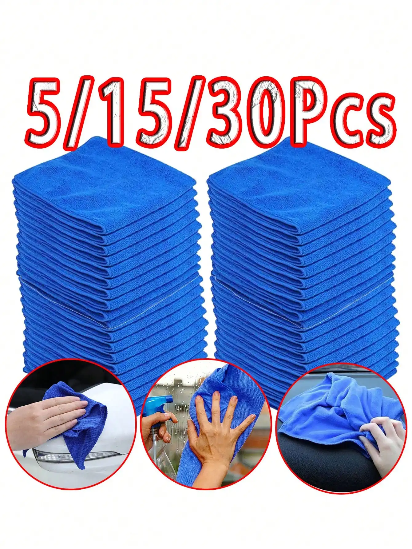 Cleaning Cloth,5/15/30pcs Soft Microfiber Car Cleaning Cloths, 25*25cm/9.84*9.84inch Polishing Detailing Rags For Auto, Motorcycle, Glass, Home Cleaning Towels