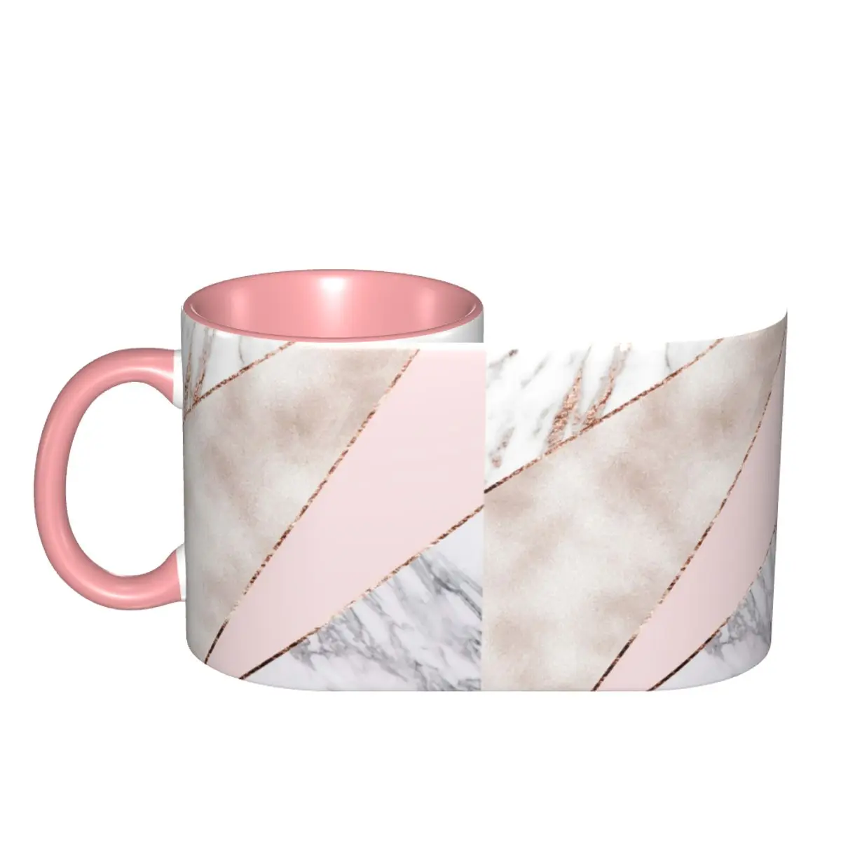 Spliced Mixed Rose Gold Marbl Mug Funny Ceramic Coffee Cups Tea Mugs Milk Cup Drinkware Gift for Friends DIY Custom