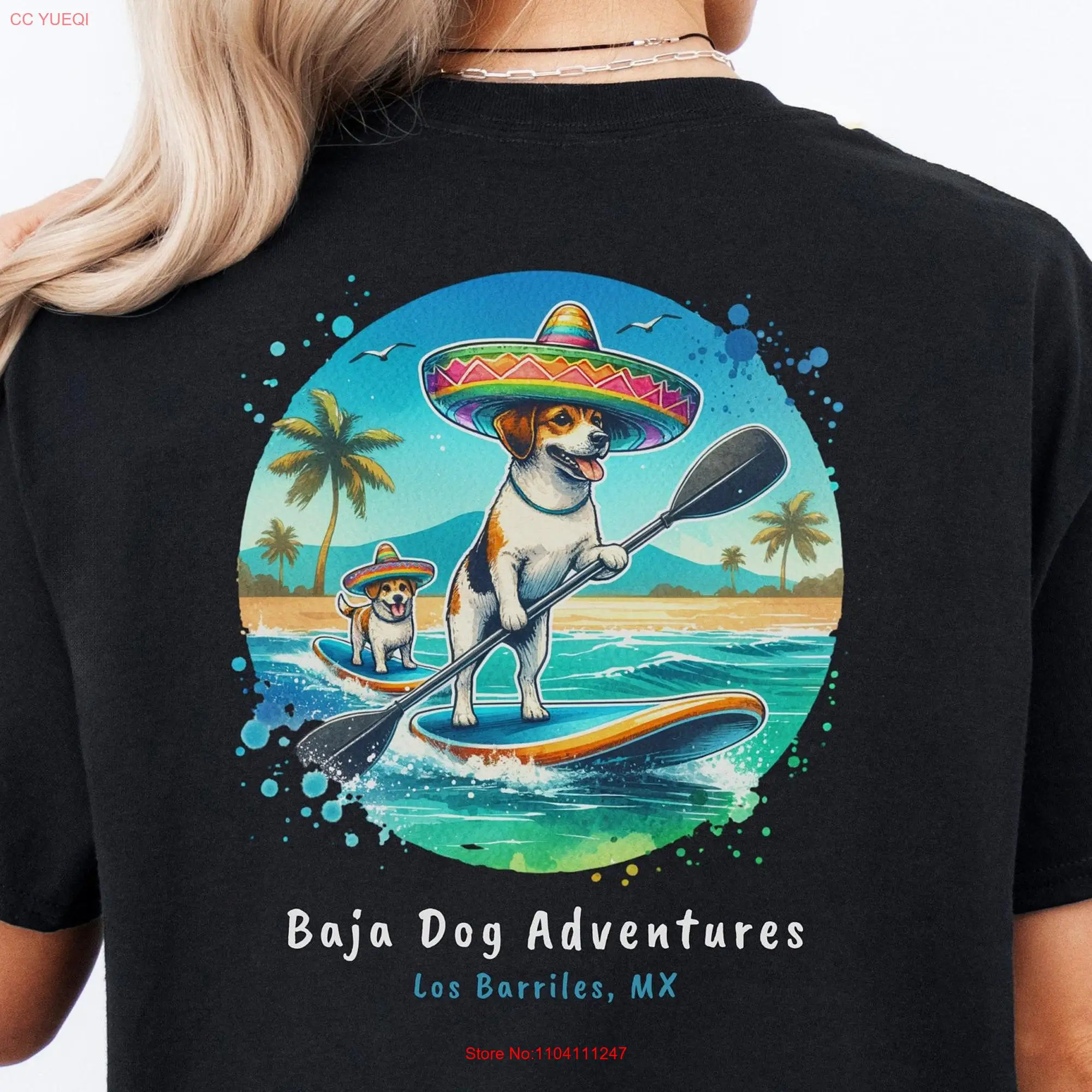 Cute Baja Dog Paddleboarding in LOS BARRILES Mexico T Shirt Ocean Fun for Lovers Puppy Paddling is GIFT Vacation Destination