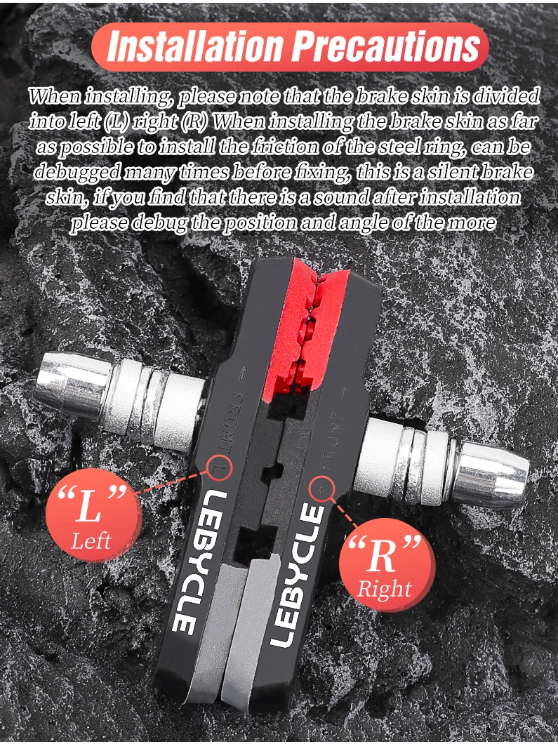 LEBYCLE MTB Rennrad V-Brake-Bremsbeläge Fahrrad-Bremsbacken 70mm 73mm Gewinde für Linealzugbremsen Alle Wetterbedingungen Geräuscharm – Detail 10