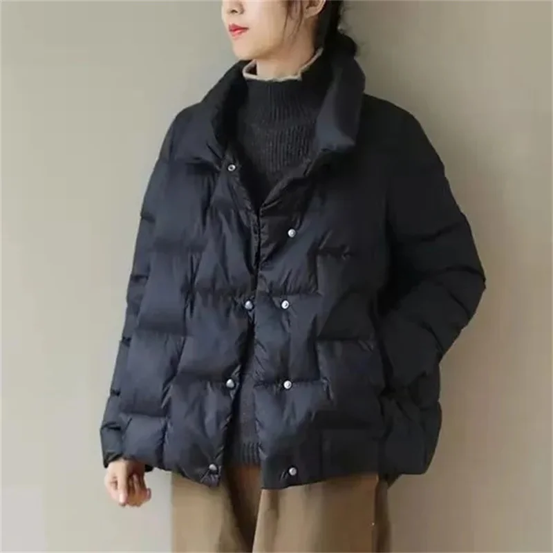 Parkas Stand-UP Collar Down Cotton Jacket Popular Female 2024Winter New Cotton Coat Women\'s Short Style Light Puffer Jackets Top