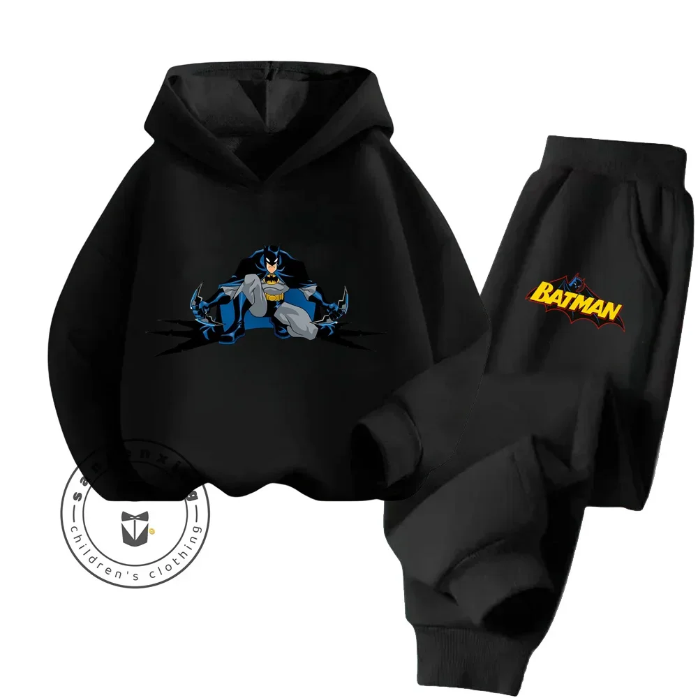 Children 2-13 Years Old Batman Hoodie Set Children's Cotton Autumn Spring Long-sleeved Sweatshirt and Pants 2 Clothing Sets