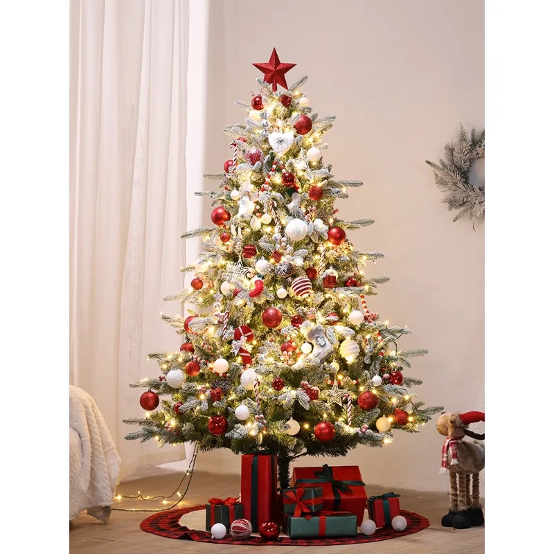 Blueberry Milk Puff Luxury Encrypted 1.5/1.8m Flocked PE Christmas Tree Christmas Large Window Set Home