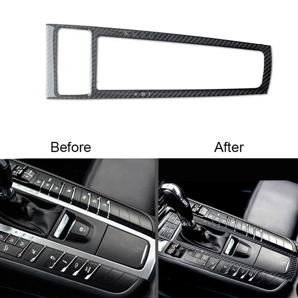 Carbon Fiber Car Styling Gear Shift Frame Panel Decorative Cover Sticker Trim For Porsche Macan 2014-2019 Interior Accessories