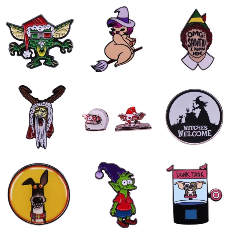 Hard Enamel Pins Monster Elf Dog Enamel Pin Movie Brooch Bag Lapel Cartoon Holiday Christmas Badge Jewelry Gift for Kids Friends