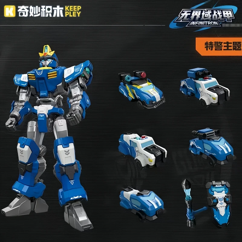 Armadura de dominio sin límites Keeppley, montar bloques de construcción para hombre, rescate contra incendios, modelo Mech móvil, colección, juguete para regalo ornamental