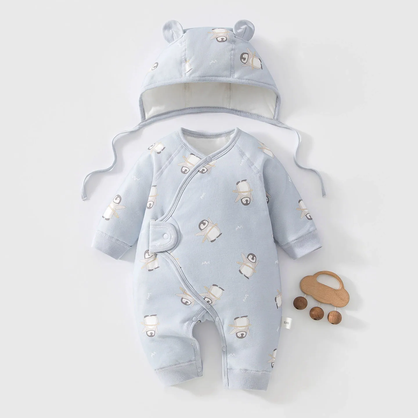 ​2Piece Autumn Winter Newborn Girl Clothes Korean Cartoon Cute Warm Soft Long Sleeve Romper+Hat Baby Boy Boutique Clothing B404
