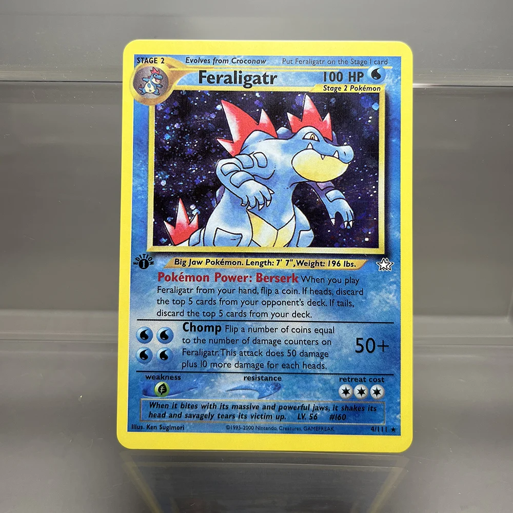 PKM Single Cards Neo Genesis 1st Edition Feraligatr Pichu Steelix Typhlosion PTCG Proxy Cards Collection Battle Cards Toys Gifts