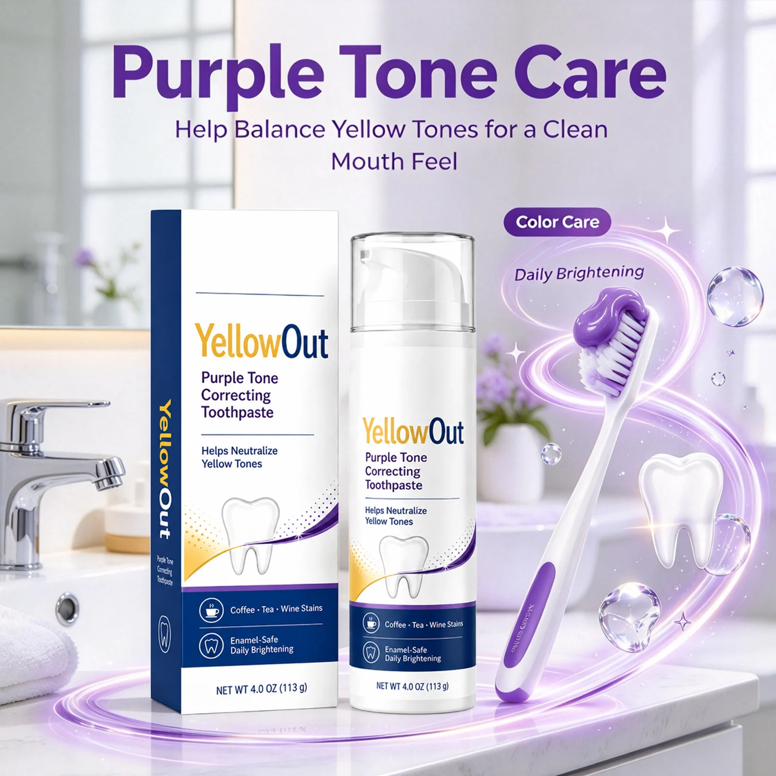 Purple Toothpaste Remove Yellowing Plaque Teeth Relieve Bad Breath Fresh Breath Brightens Oral Hygiene Care Whitening Toothpaste