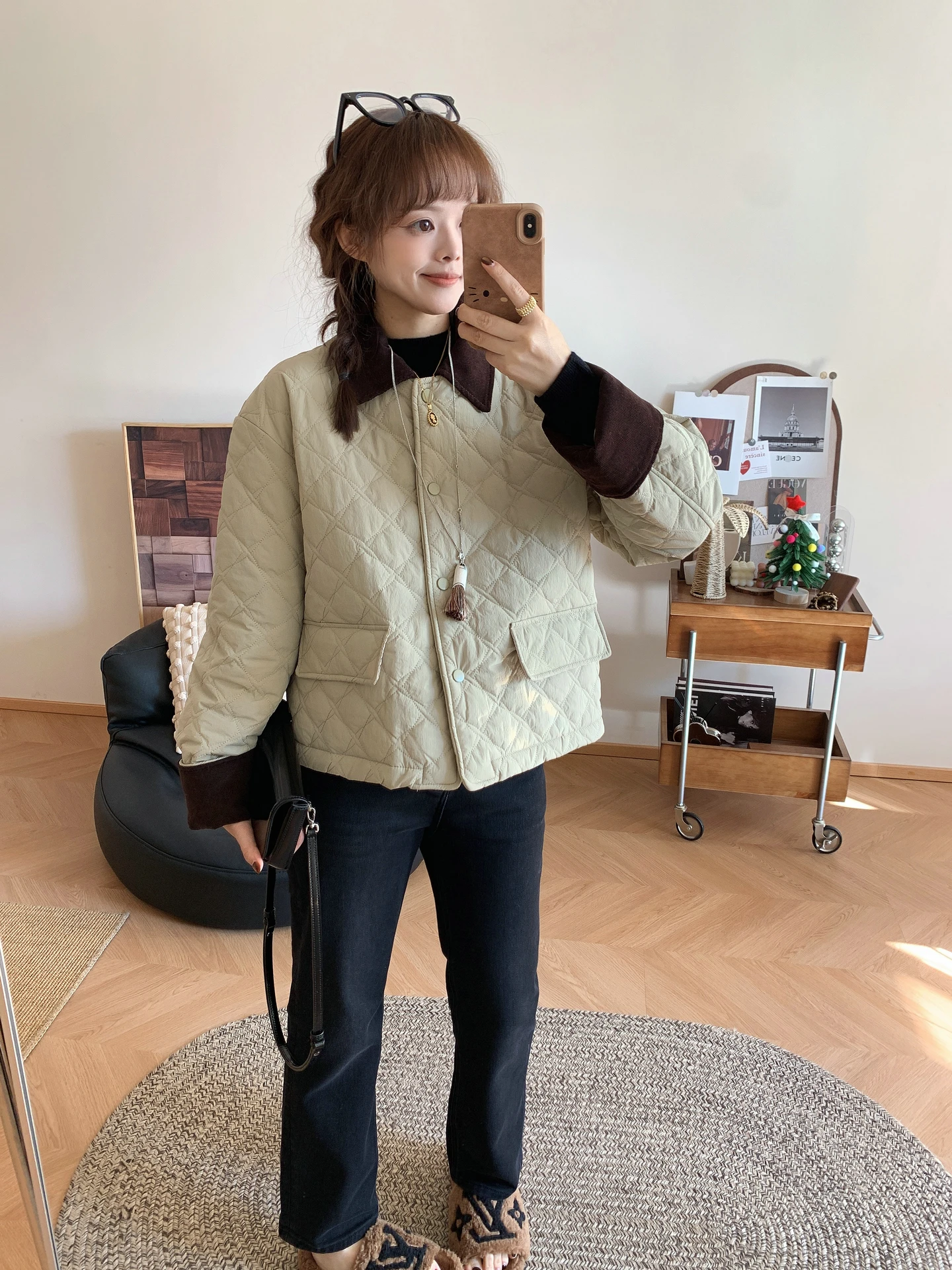 

Модная зимняя верхняя одежда из утолщенного хлопка в корейском стиле, свободного кроя, с отложным воротником, на одной пуговице, однотонная