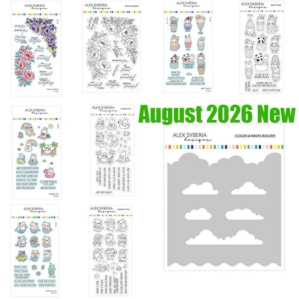 2026 New Mermaid Kitties Metal Cutting Dies Clear Stamps Stencil Handmade DIY Birthday Greeting Card Template Decoration