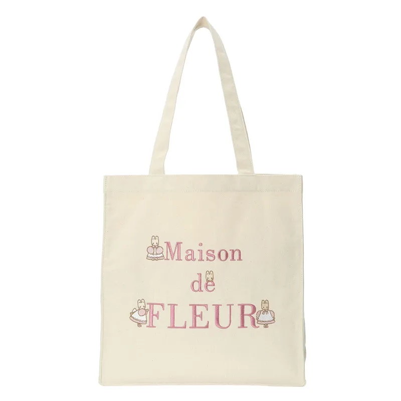 Marron Cream Shoulder Bag Bunny Kawaii Cute Tote Bags for Women Ladies Anime Cartoon Canvas Eco Shopping Bags