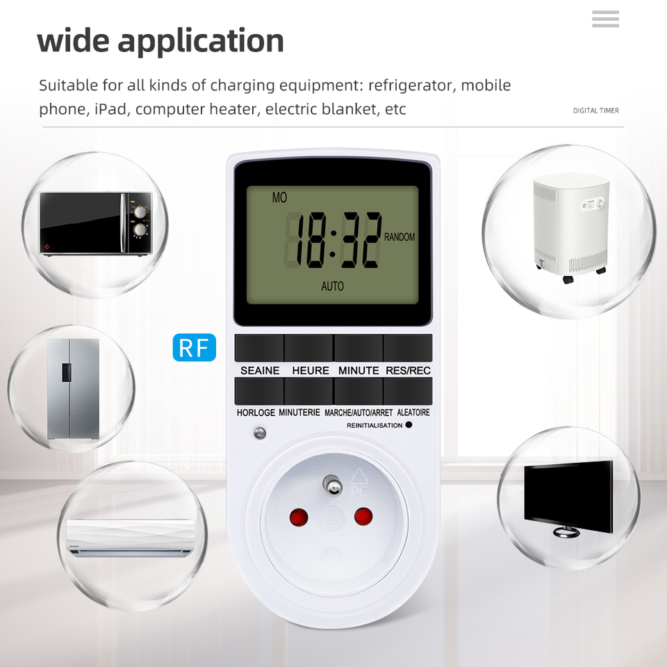  Digital Timer Socket 12/24 Hour Electronic Timer Switch EU FR US UK AU Timing Controller Programmable Timer Outlet Relay Control 