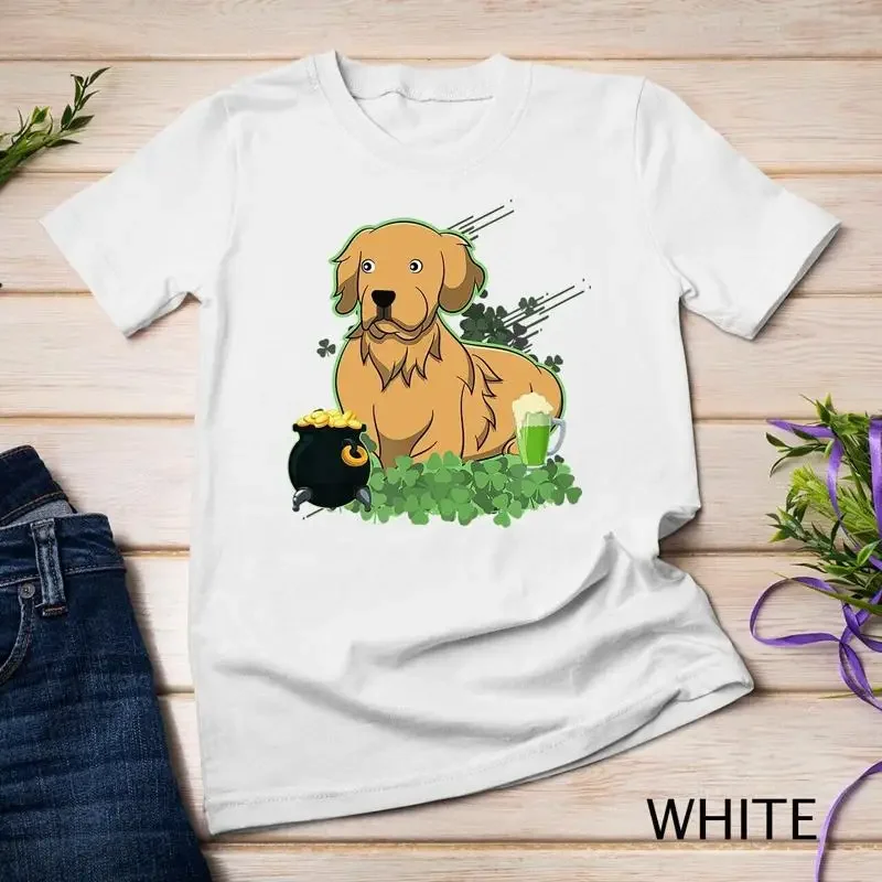 St Patricks Day Golden Retriever Dog T Shirt Unisex T shirt