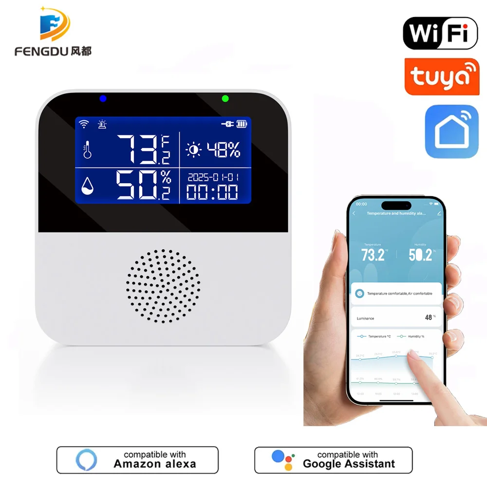 

Датчик температуры и влажности Tuya Smart Life для роста дома или растений с ЖК-дисплеем, Wi-Fi, высокий гигрометр, термометр