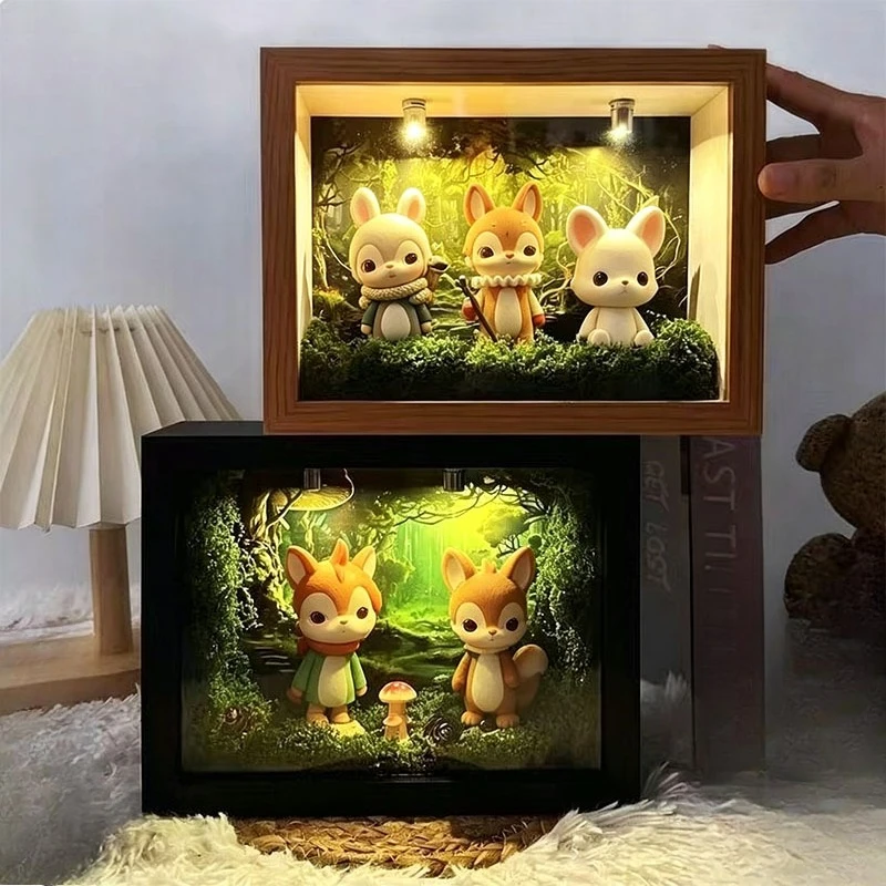 3D Shadow Box Frame Dolls Figures Collectibles Display Case DIY Diorama Showcase Organizer Home Art Decoration Gift