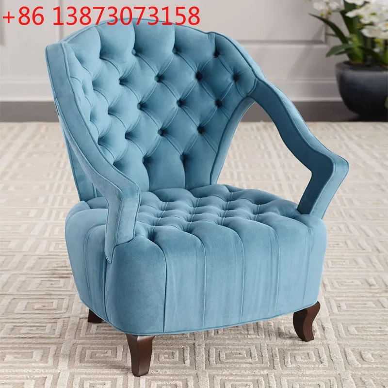 American fabric single sofa chair pull button flannel tiger chair Nordic studio photography creative neoclassical leisure chair