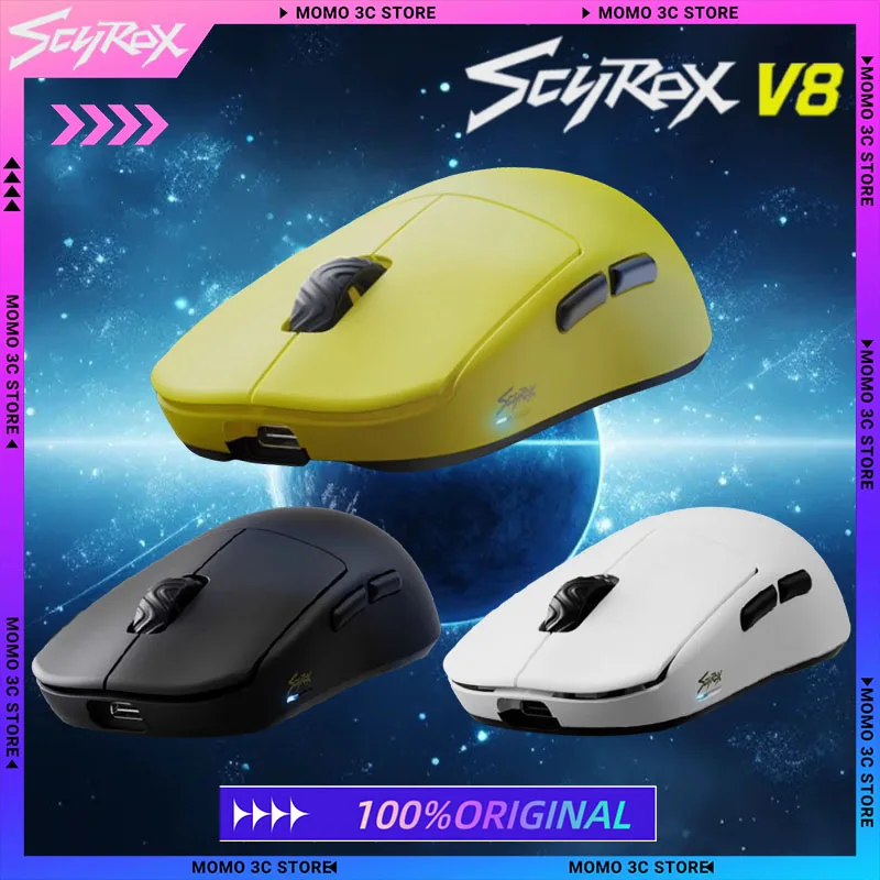 

Новая беспроводная мышь Scyrox V8, 2 режима Ultra Pixart3950 Nordic 52840, 8K, легкая, 30000 точек на дюйм, игровая мышь для офиса, ПК, геймерский ноутбук