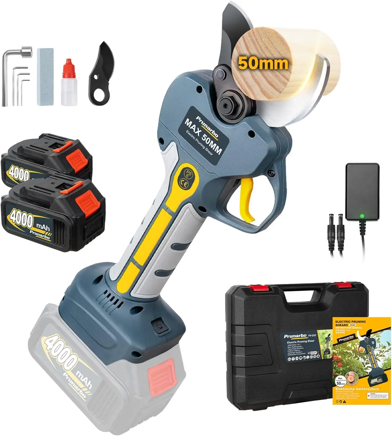

21V 8000mAh Cordless Electric Pruning Shears Brushless Heavy Duty Branch Cutter Gardening Tool Compatible Battery Extension Pole