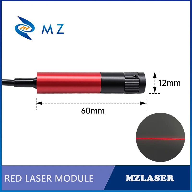 Adjustable Focusing Red Line Laser Module 635nm D12mm 10mW 20mW 30mW 50mW 3V 5V 12V 24V High-Accuracy Industrial Grade