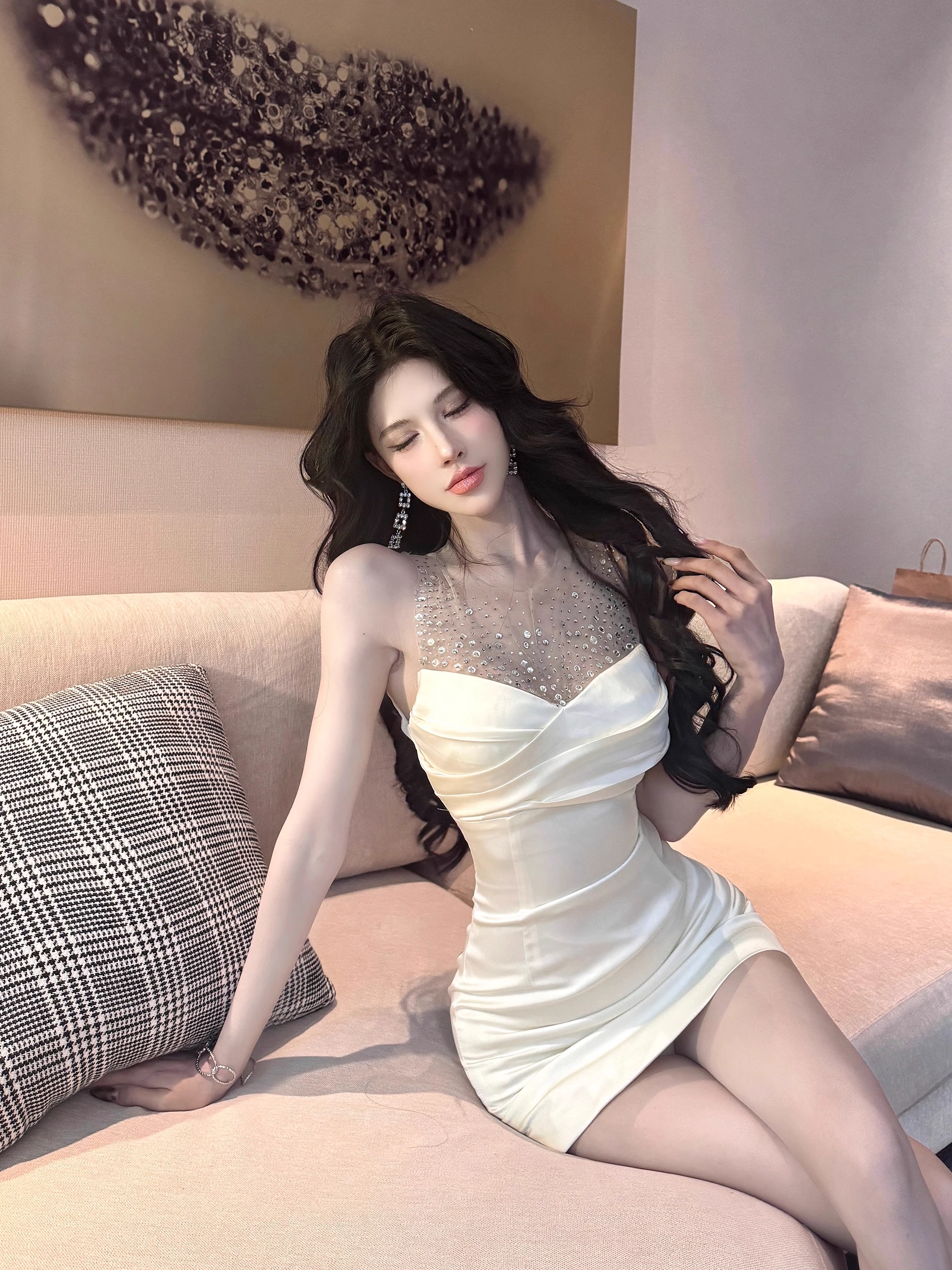 

Сексуальная женская облегающая юбка с пайетками Me Ele, роскошная утягивающая китайская мода Qianjinnng Sle