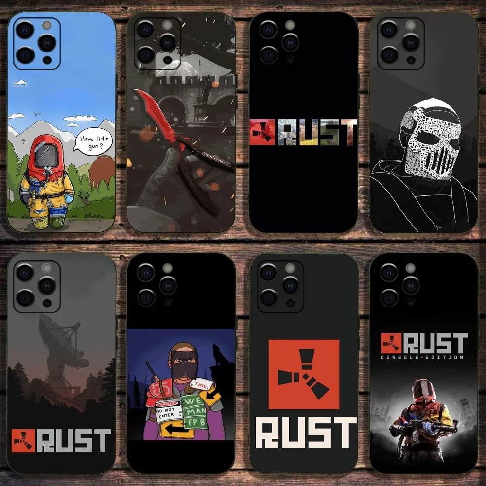 

R-Rust-S Game Phone Case For Apple iPhone 15,14,13,12,11,Pro,X,XS,Max,XR,Plus,Mini Soft Black Cover