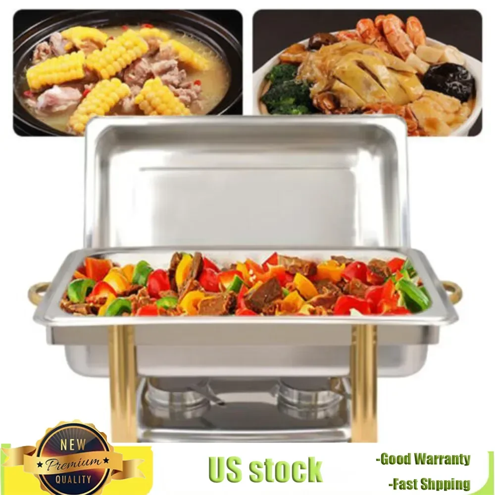 Bymaocar 9L Stainless Steel Elegant Chafing Dish Buffet Tray Chafer Food Warmer Container With Lid for Buffets/ Hotel Breakfast