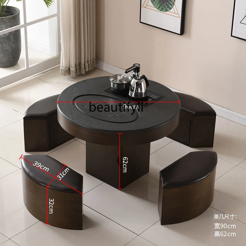 Licht Luxe Ronde Firestone Kung Fu Thee Theetafel Balkon Tafel-Stoel Set Huishoudelijke Minimalistische