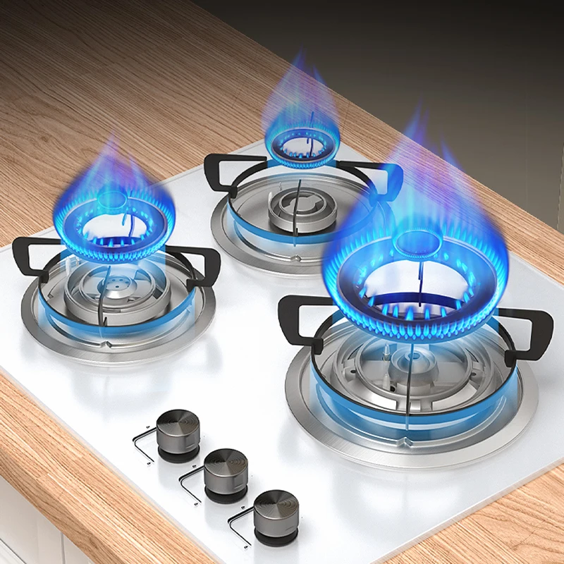 Kitchen Appliances Gas Cooker LPG Smart White Gas Cooktops Glass Top Battery 3 burner Gas Stove for Kitchen