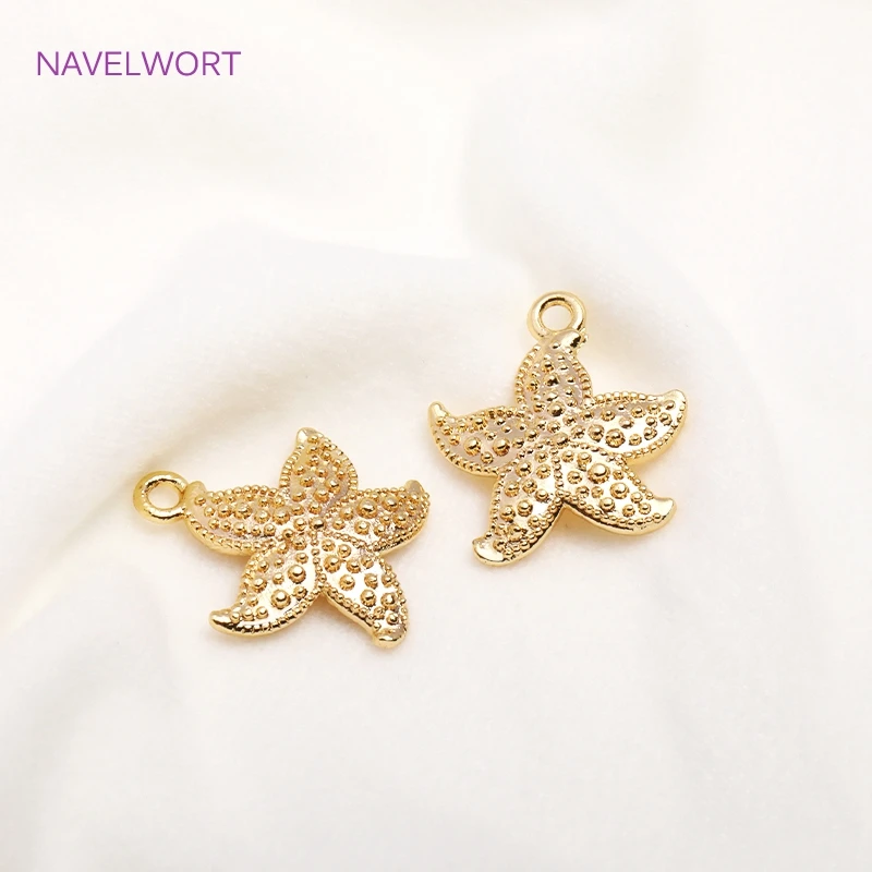 Trendy 14K Gold Plated Starfish Pendants Brass Metal Sea Style Starfish Charms Jewelry Creation DIY Jewelry Materials Wholesale